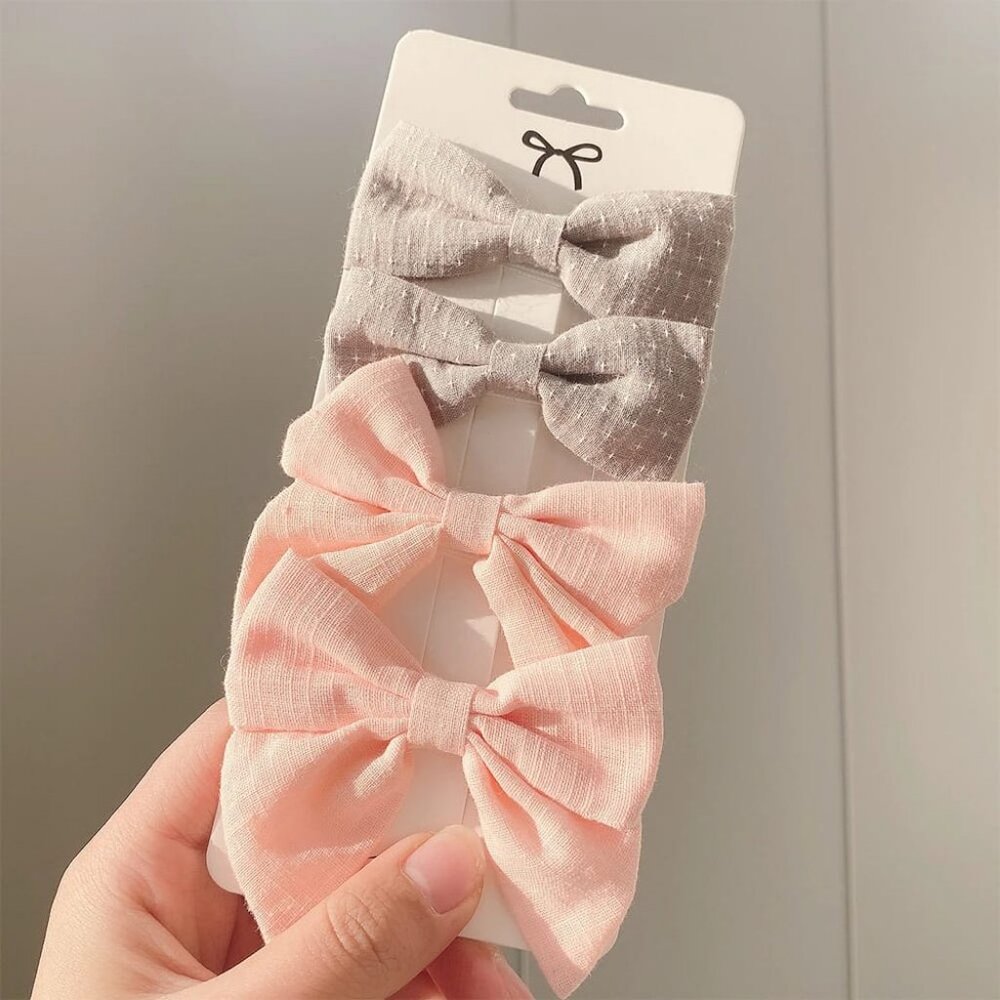 NEW - 4 PCS/Set - Cute Colorful Bow Hair Clips - Baby Girls Accesories